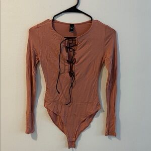 Long Sleeve Lace-Up Bodysuit